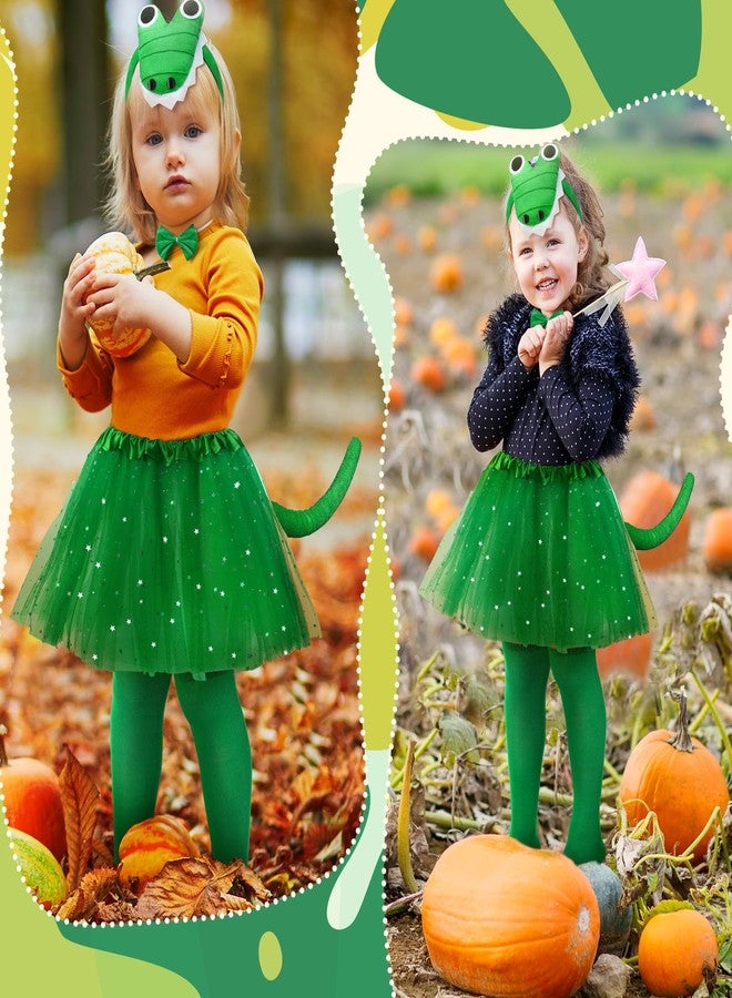 Newcotte 5 Pcs Halloween Costume Set Chicken Crocodile Snake Headband Bowtie Tail Tutu and Socks Accessories(Crocodile,Kid) - Image 3